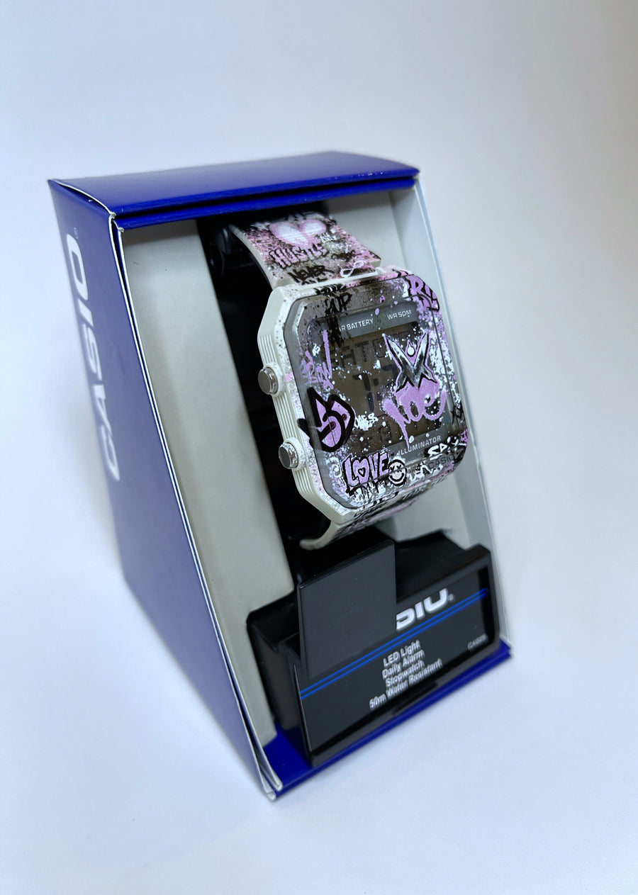 Graffiti Watch (Shy Pink) Customized Casio By VM LIMITED!